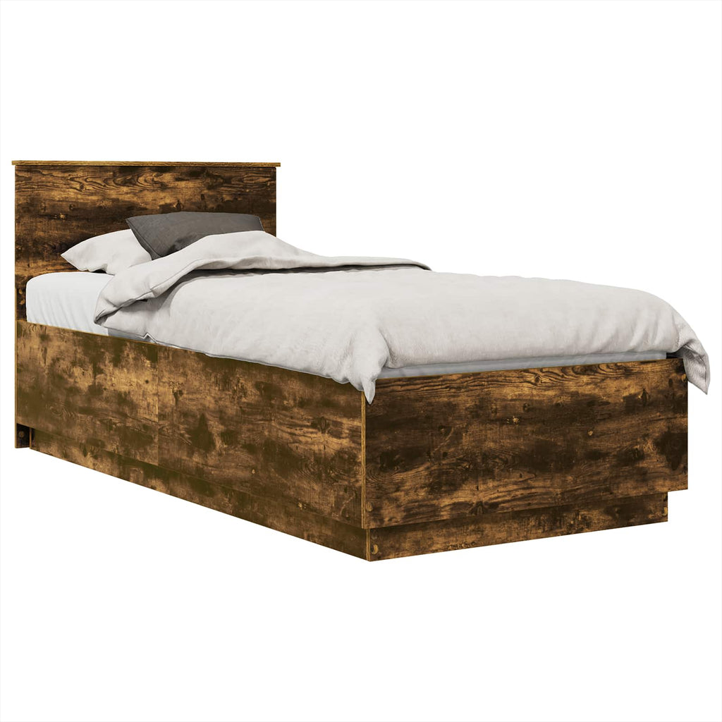 vidaXL Ramka łóżka Dąb wędzony 90 x 190 cm Materiał drewnopochodny