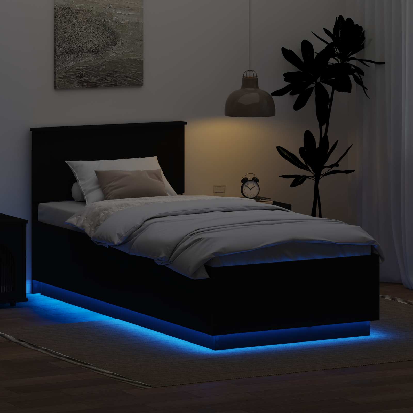 vidaXL Ramka łóżka Czarny 90 x 200 cm Materiał drewnopochodny