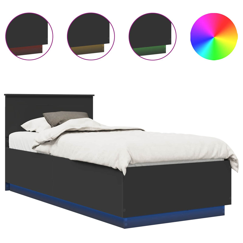 vidaXL Ramka łóżka Czarny 90 x 200 cm Materiał drewnopochodny
