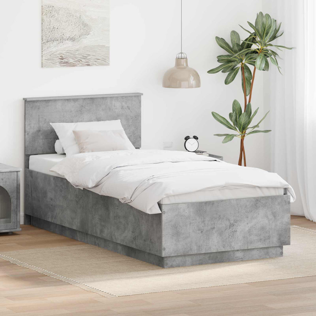 vidaXL Ramka łóżka Betonowy szary 90 x 200 cm Materiał drewnopochodny