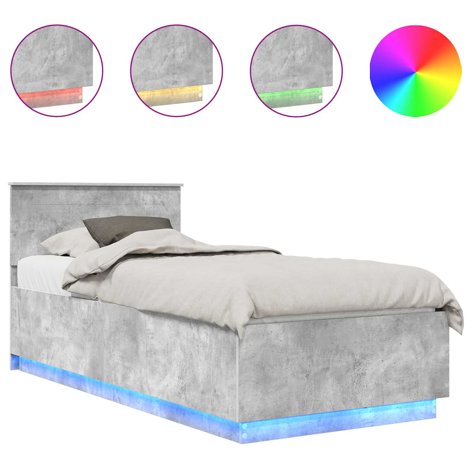 vidaXL Ramka łóżka Betonowy szary 90 x 200 cm Materiał drewnopochodny