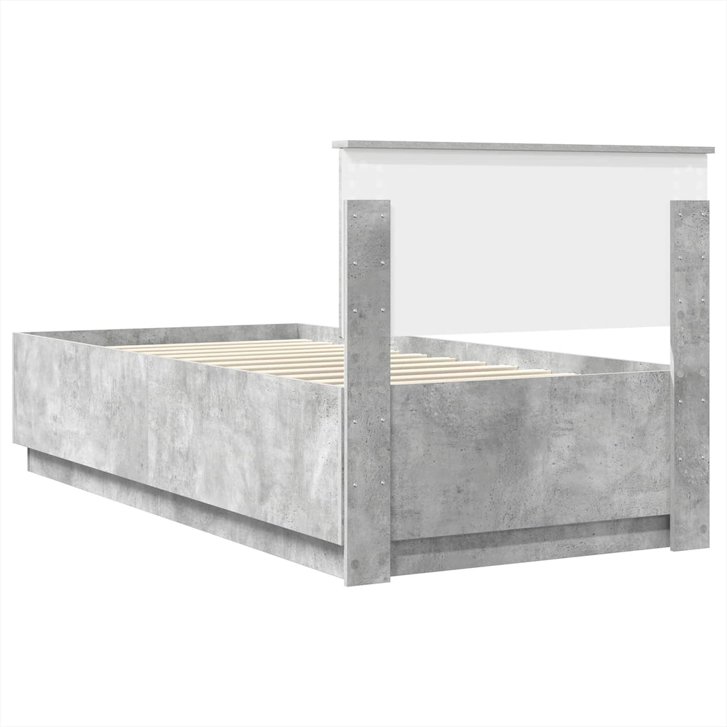 vidaXL Ramka łóżka Betonowy szary 90 x 200 cm Materiał drewnopochodny