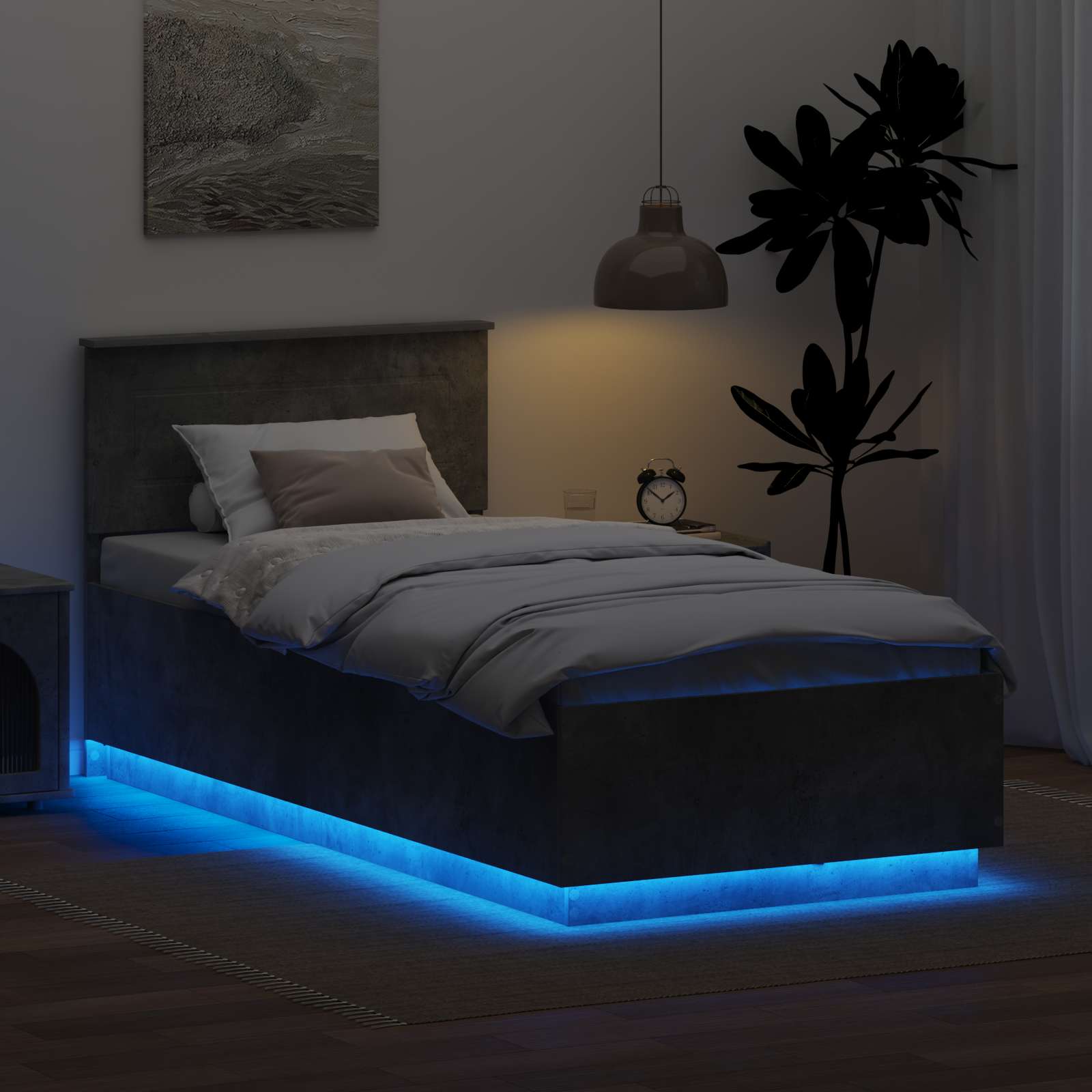 vidaXL Ramka łóżka Betonowy szary 70 x 190 cm Materiał drewnopochodny