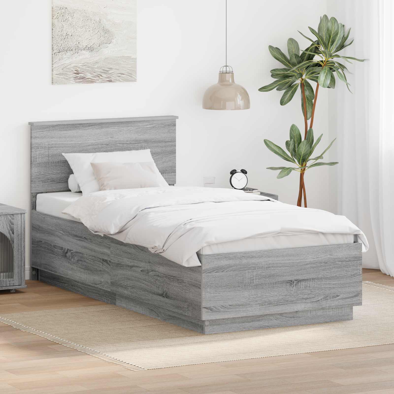 vidaXL Ramka łóżka Szary Sonoma 70 x 190 cm Materiał drewnopochodny