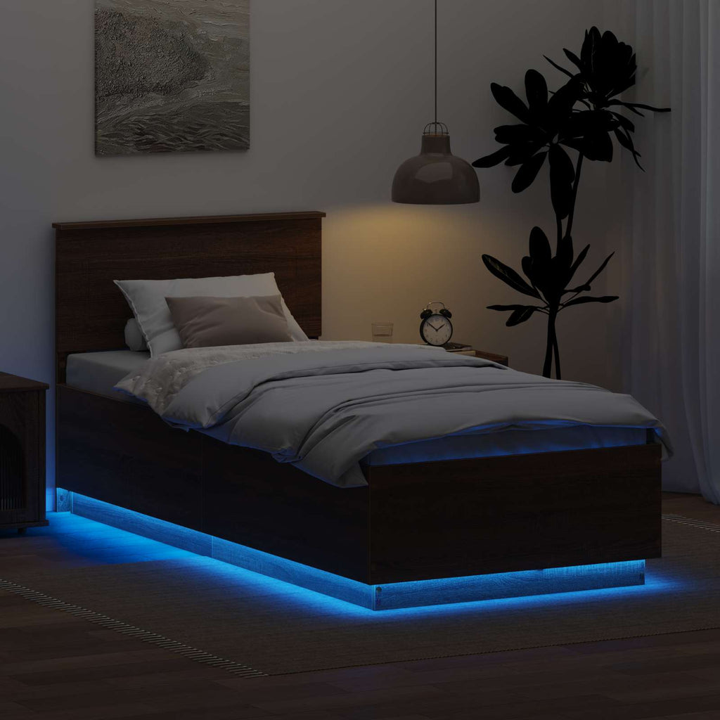 vidaXL Ramka łóżka Brązowy dąb 70 x 190 cm Materiał drewnopochodny