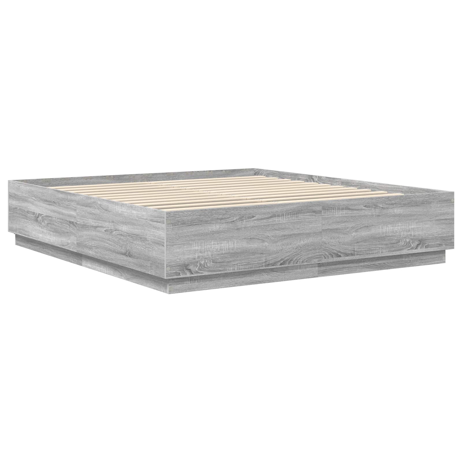vidaXL Ramka łóżka Szary Sonoma 200 x 200 cm Drewno inżynieryjne