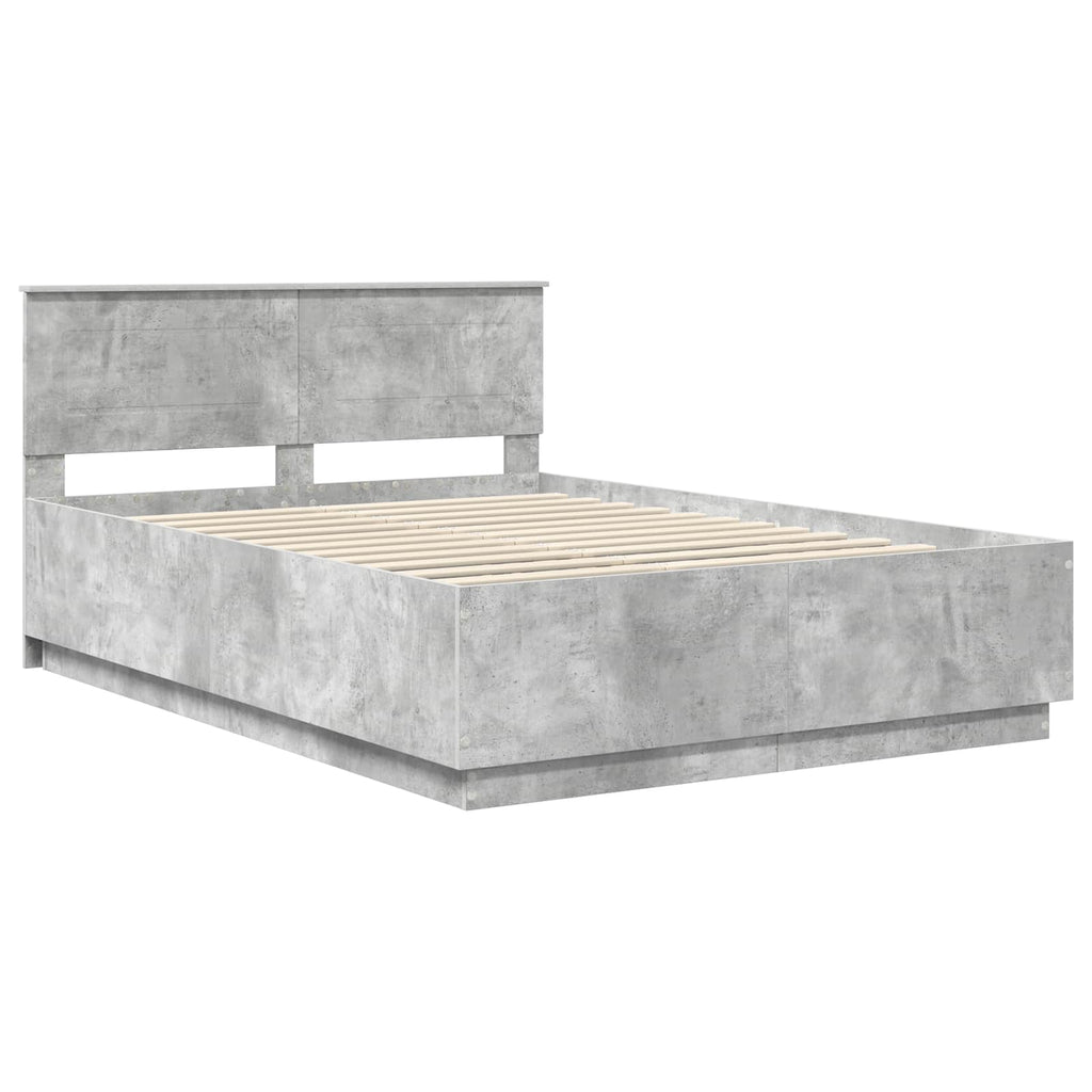 vidaXL Ramka łóżka Betonowy szary 160 x 200 cm Drewno inżynieryjne