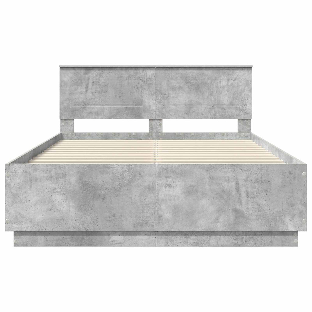 vidaXL Ramka łóżka Betonowy szary 160 x 200 cm Drewno inżynieryjne