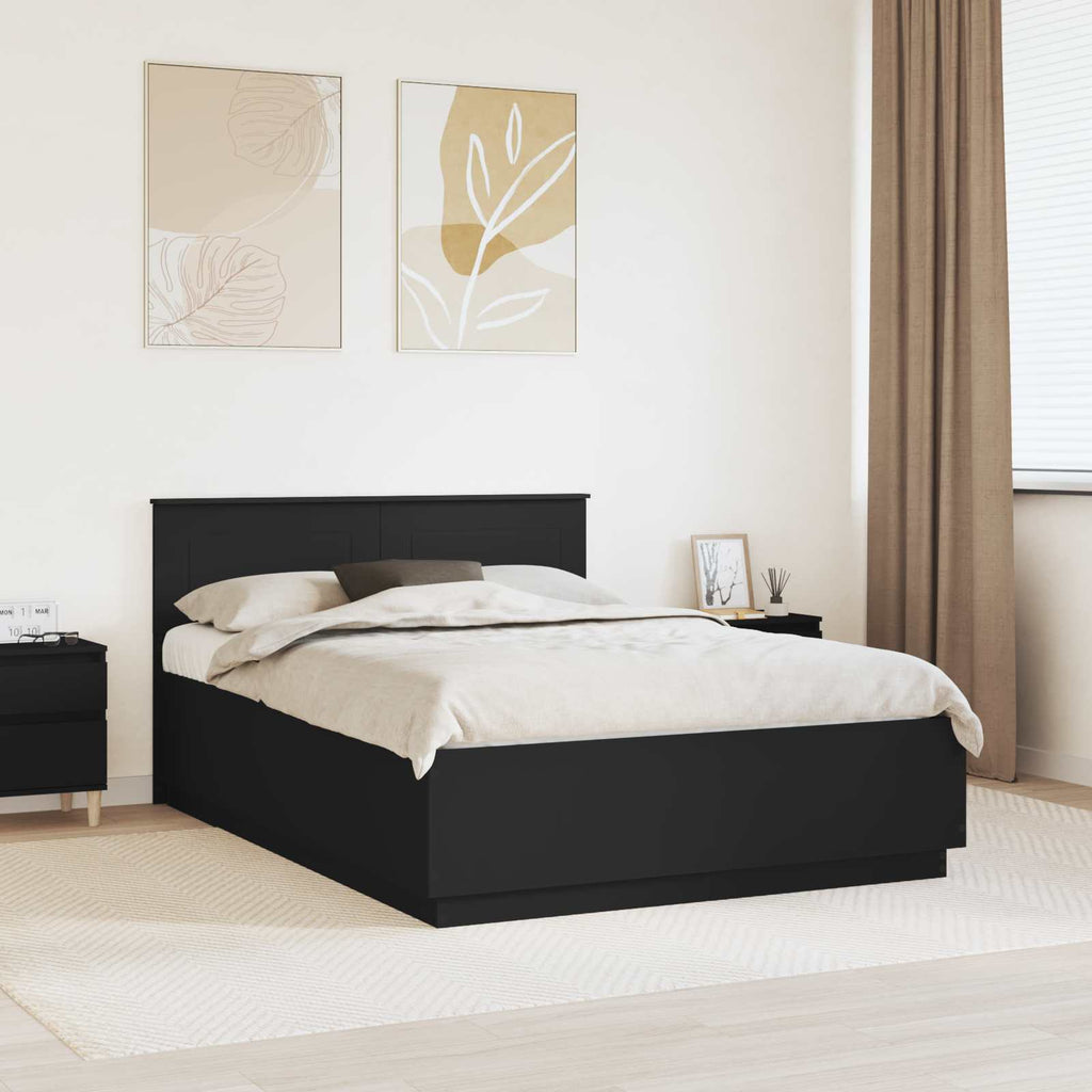 vidaXL Ramka łóżka Czarny 150 x 200 cm Drewno inżynieryjne