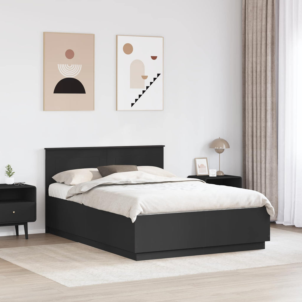 vidaXL Ramka łóżka Czarny 150 x 200 cm Drewno inżynieryjne