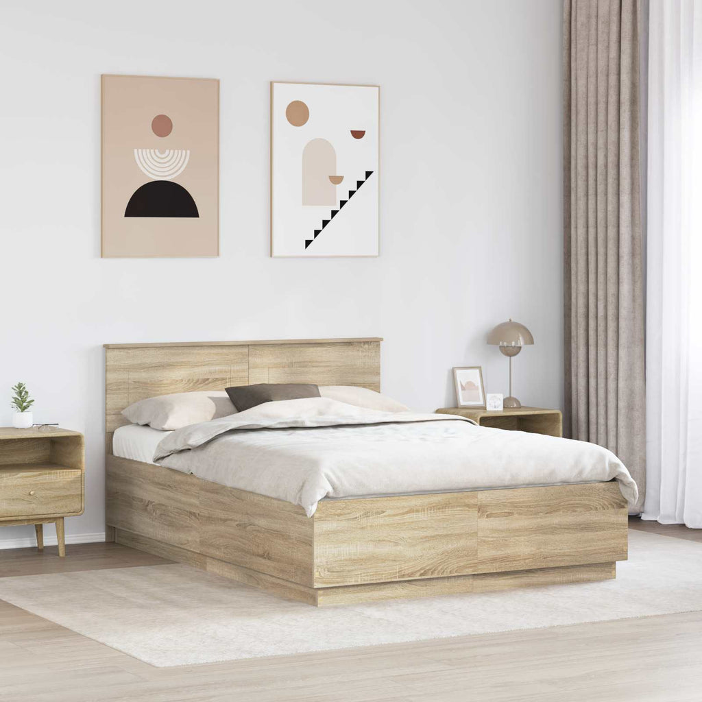 vidaXL Ramka łóżka dąb Sonoma 150 x 200 cm Drewno inżynieryjne