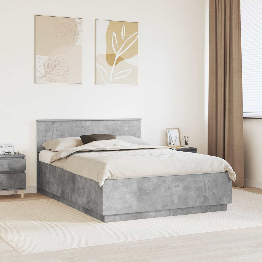 vidaXL Ramka łóżka Betonowy szary 150 x 200 cm Drewno inżynieryjne