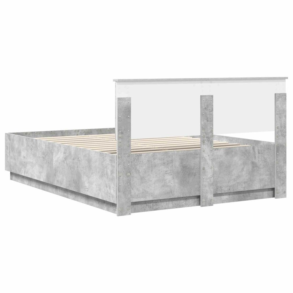 vidaXL Ramka łóżka Betonowy szary 150 x 200 cm Drewno inżynieryjne
