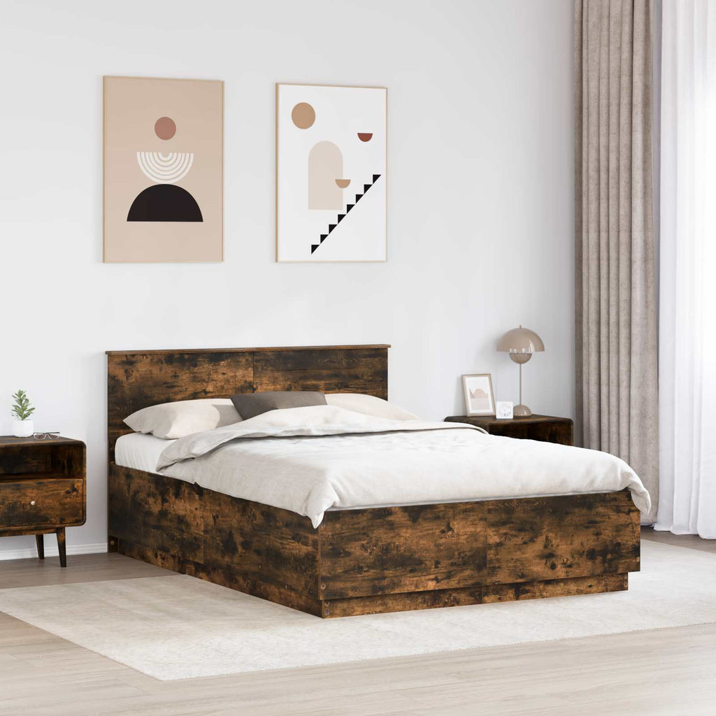 vidaXL Ramka łóżka Dąb wędzony 150 x 200 cm Drewno inżynieryjne