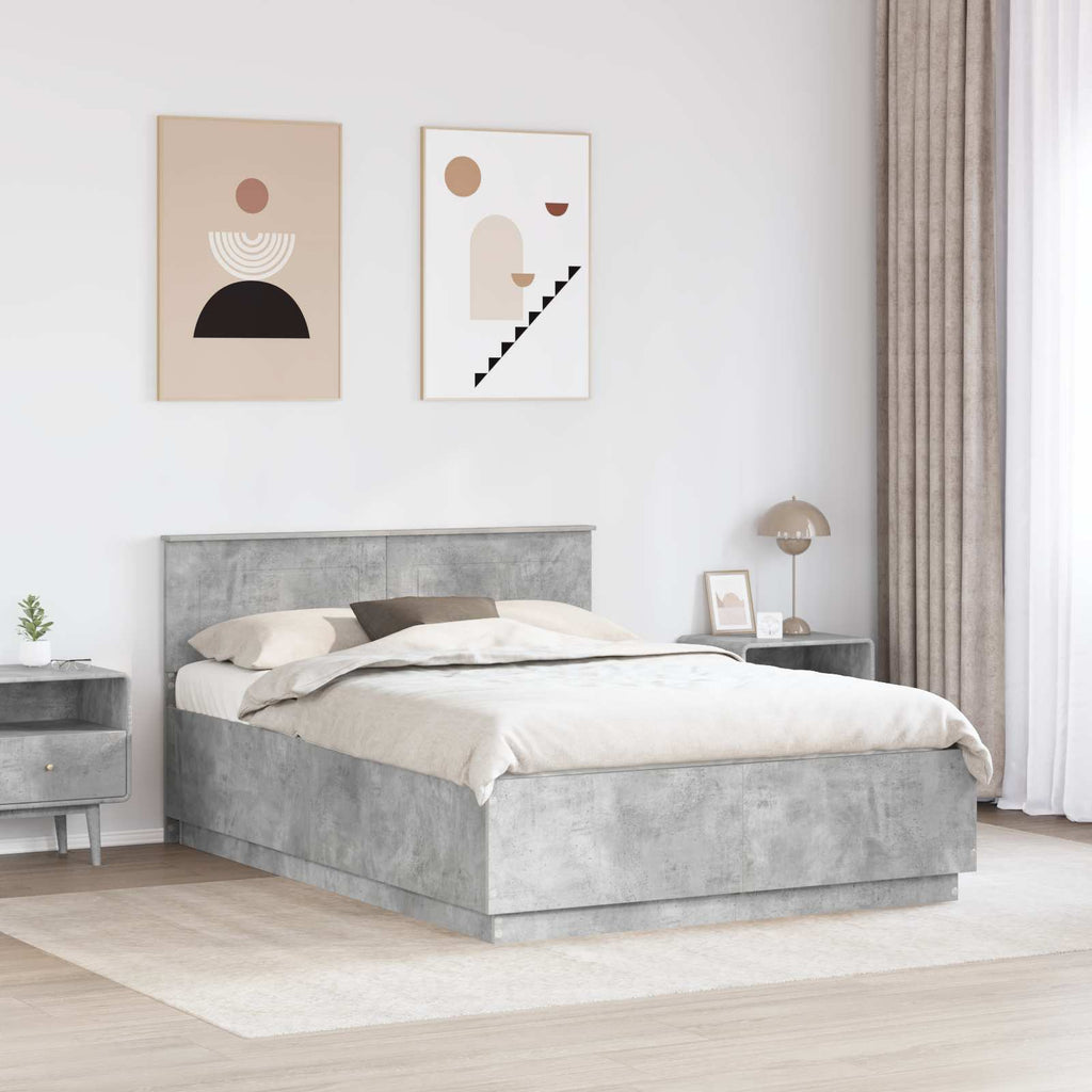 vidaXL Ramka łóżka Betonowy szary 140 x 190 cm Drewno inżynieryjne