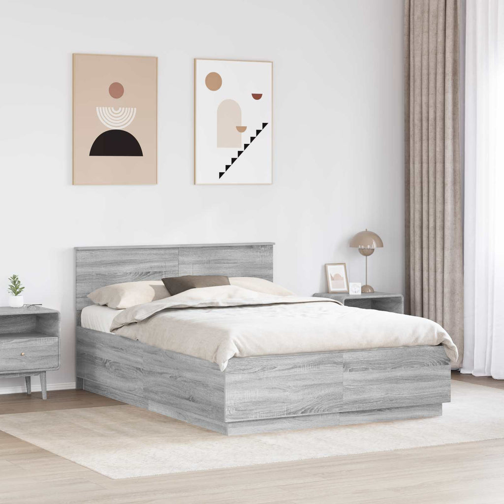 vidaXL Ramka łóżka Szary Sonoma 140 x 190 cm Drewno inżynieryjne