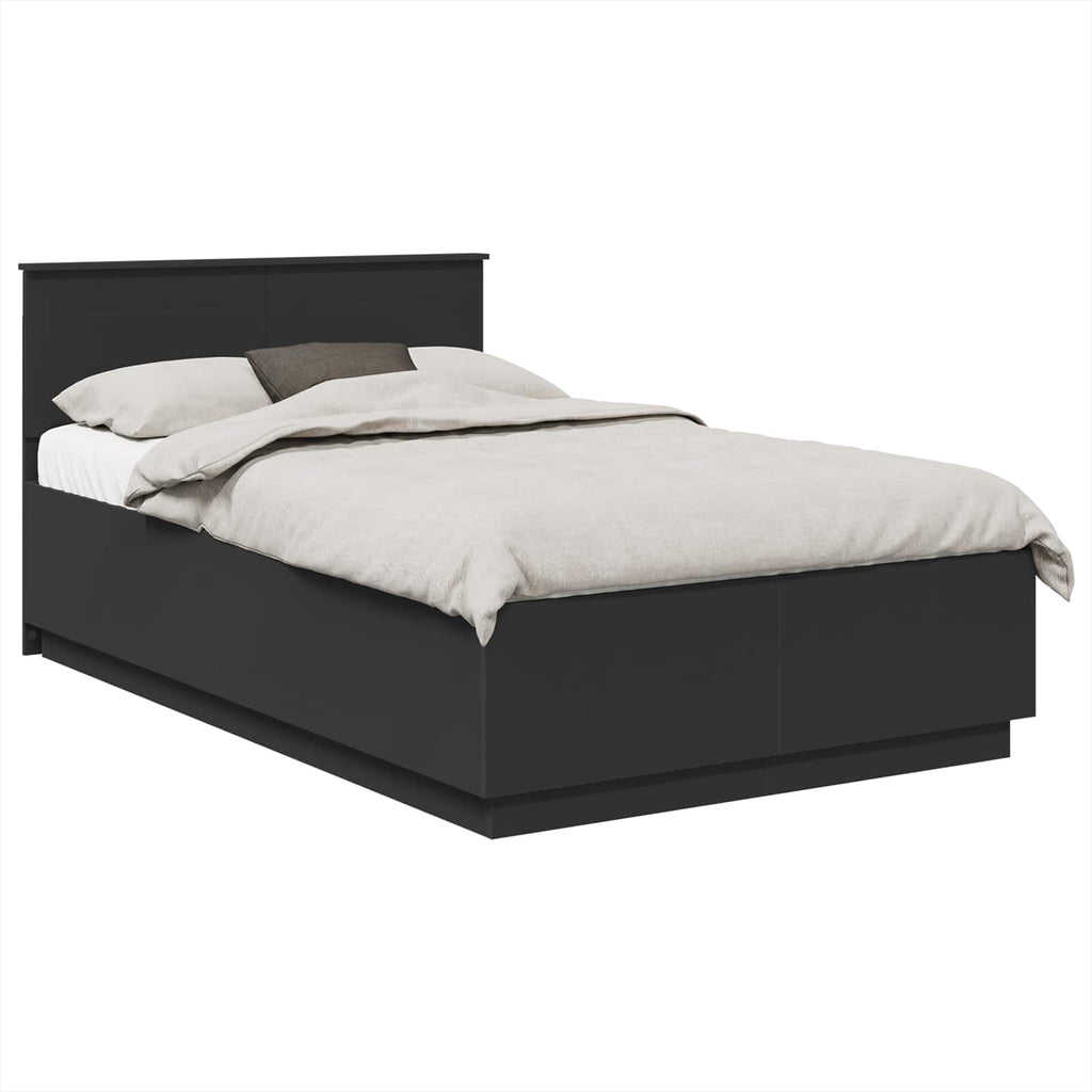 vidaXL Ramka łóżka Czarny 135 x 190 cm Drewno inżynieryjne