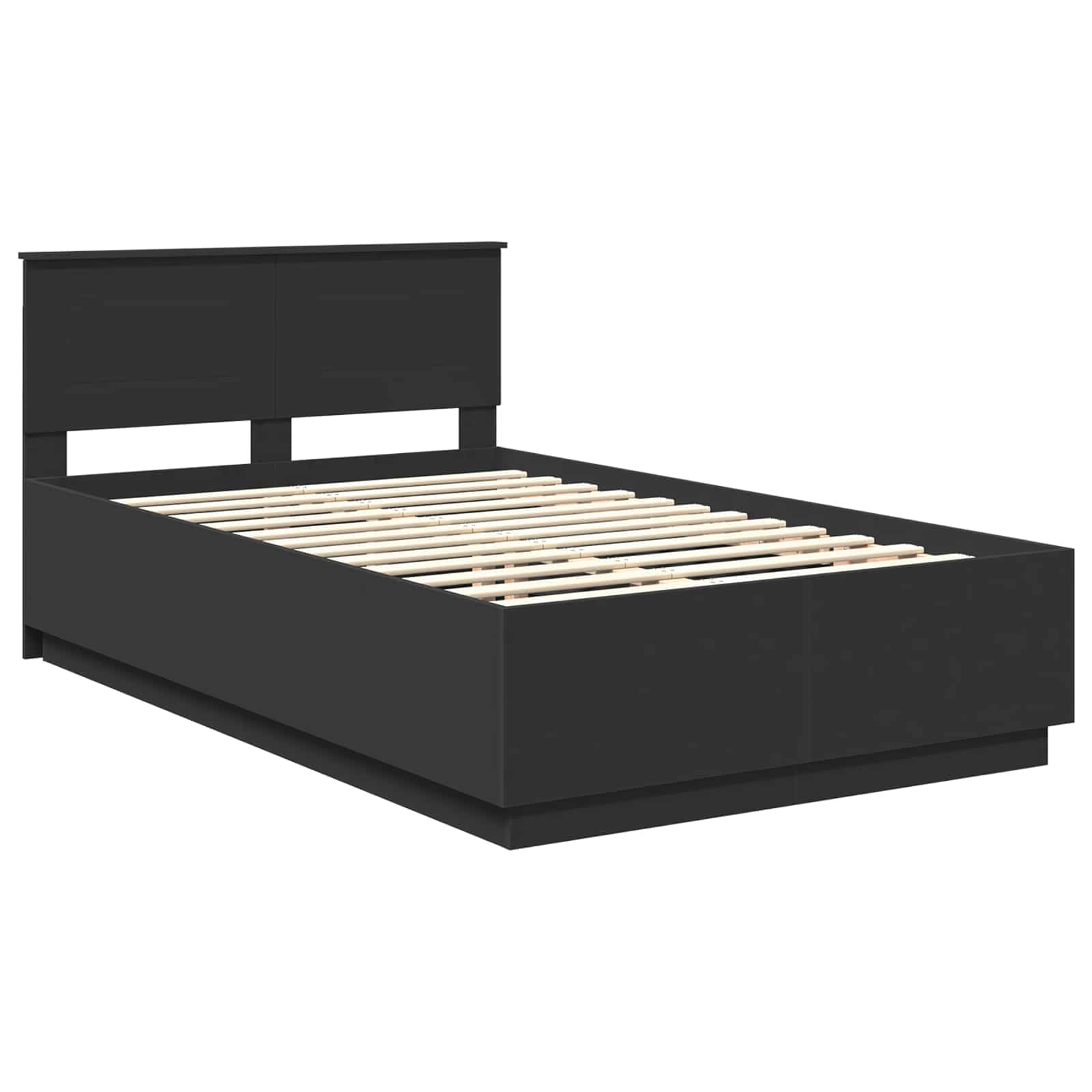 vidaXL Ramka łóżka Czarny 135 x 190 cm Drewno inżynieryjne