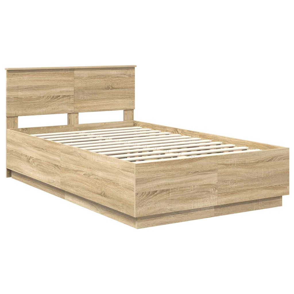 vidaXL Ramka łóżka dąb Sonoma 135 x 190 cm Drewno inżynieryjne