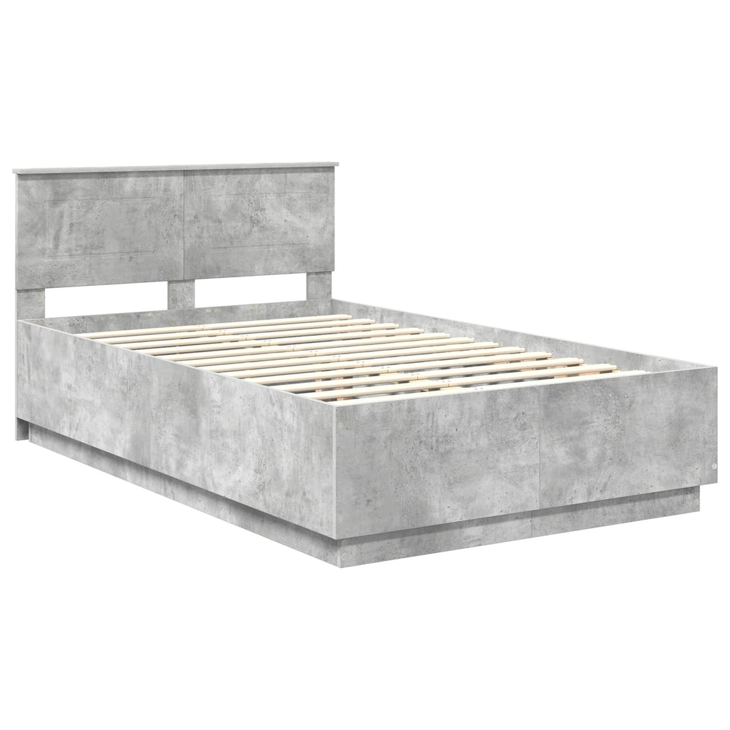 vidaXL Ramka łóżka Betonowy szary 120 x 190 cm Drewno inżynieryjne