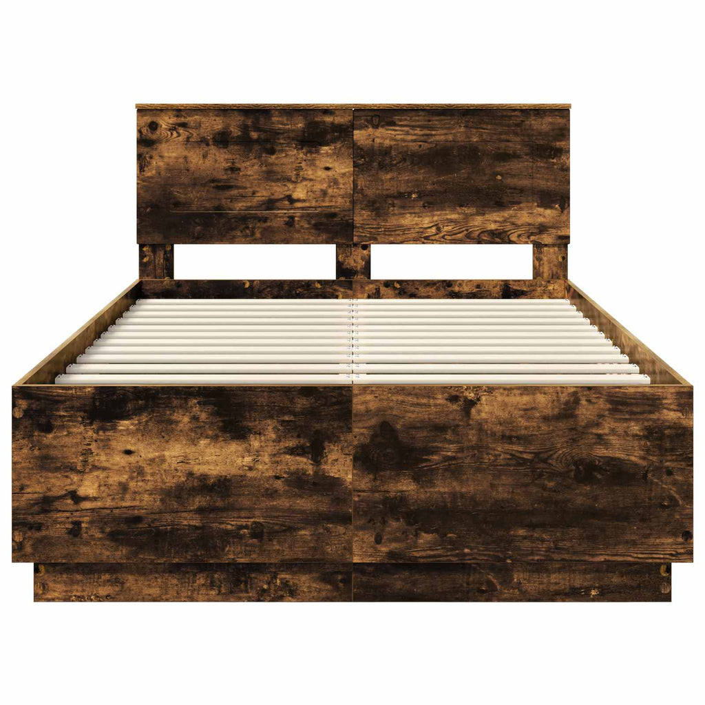 vidaXL Ramka łóżka Dąb wędzony 120 x 190 cm Drewno inżynieryjne