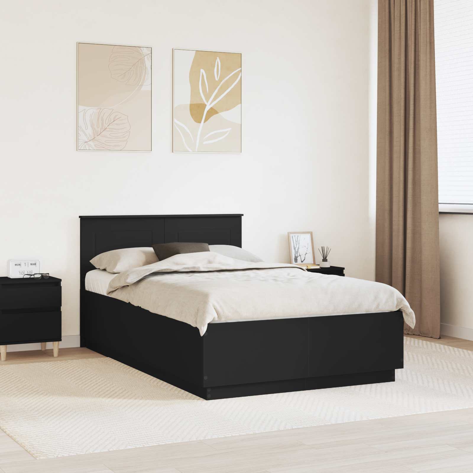 vidaXL Ramka łóżka Czarny 120 x 200 cm Drewno inżynieryjne