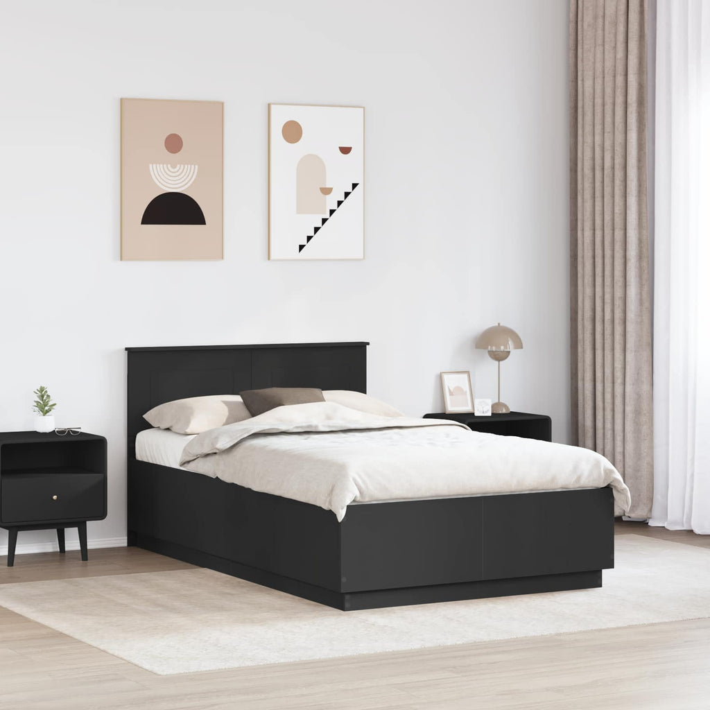 vidaXL Ramka łóżka Czarny 120 x 200 cm Drewno inżynieryjne