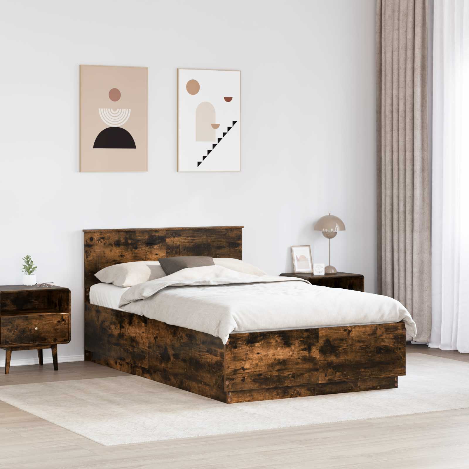 vidaXL Ramka łóżka Dąb wędzony 120 x 200 cm Drewno inżynieryjne