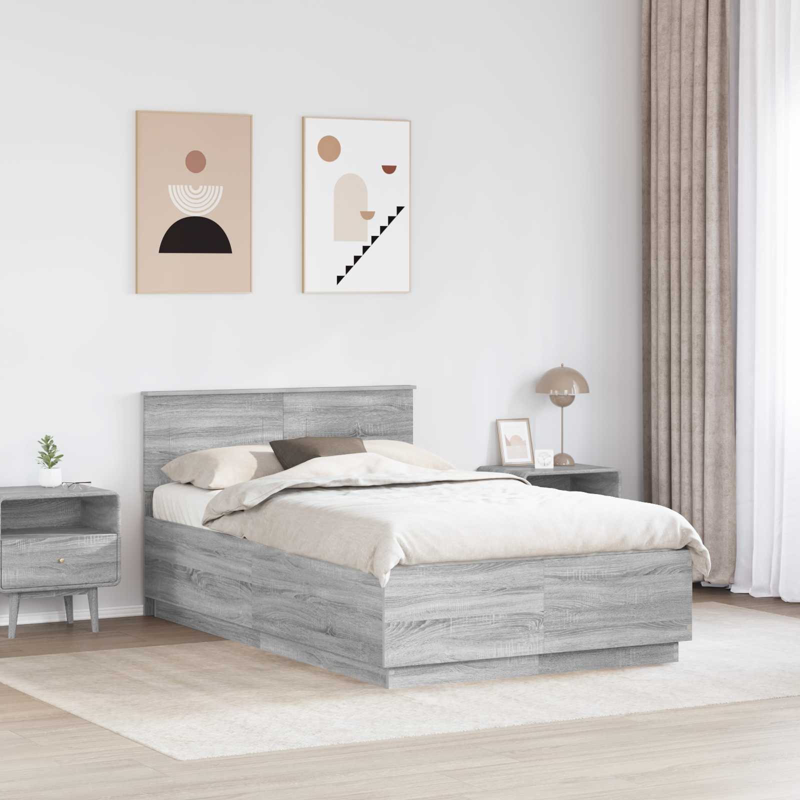 vidaXL Ramka łóżka Szary Sonoma 120 x 200 cm Drewno inżynieryjne