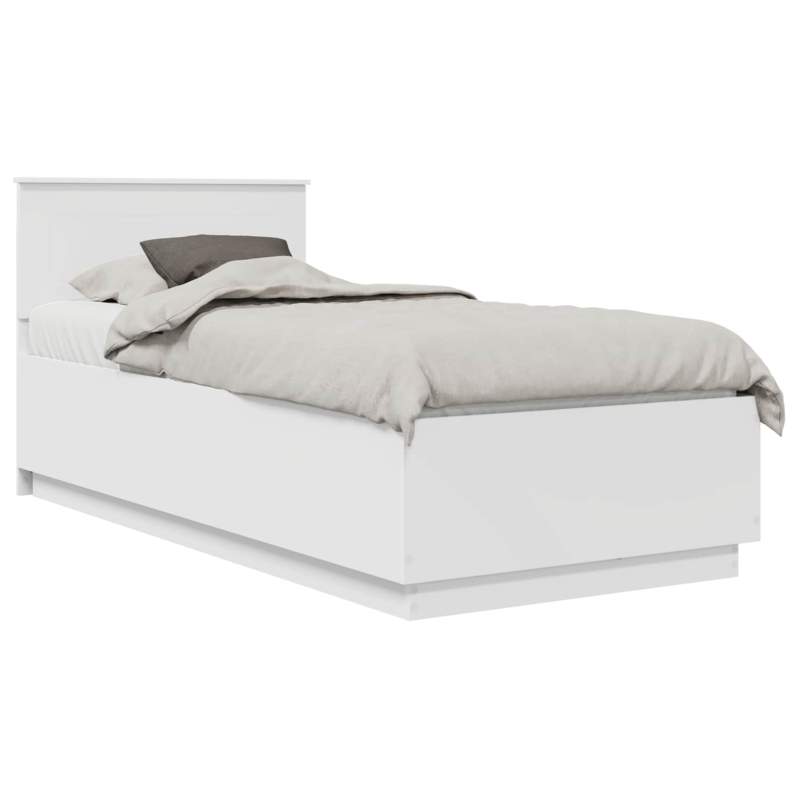 vidaXL Ramka łóżka Z zagłówkiem Biały 100 x 200 cm Drewno inżynieryjne