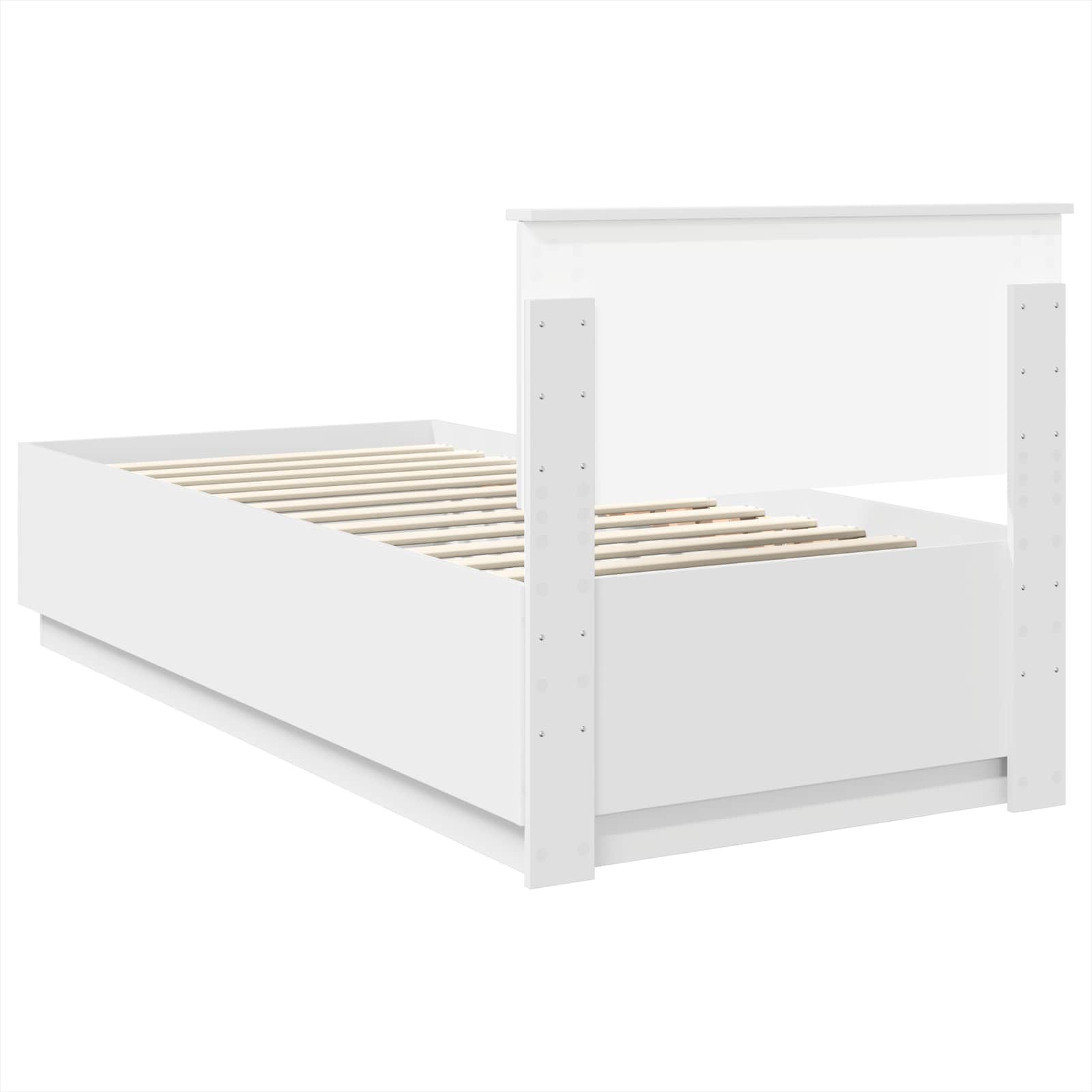 vidaXL Ramka łóżka Z zagłówkiem Biały 100 x 200 cm Drewno inżynieryjne