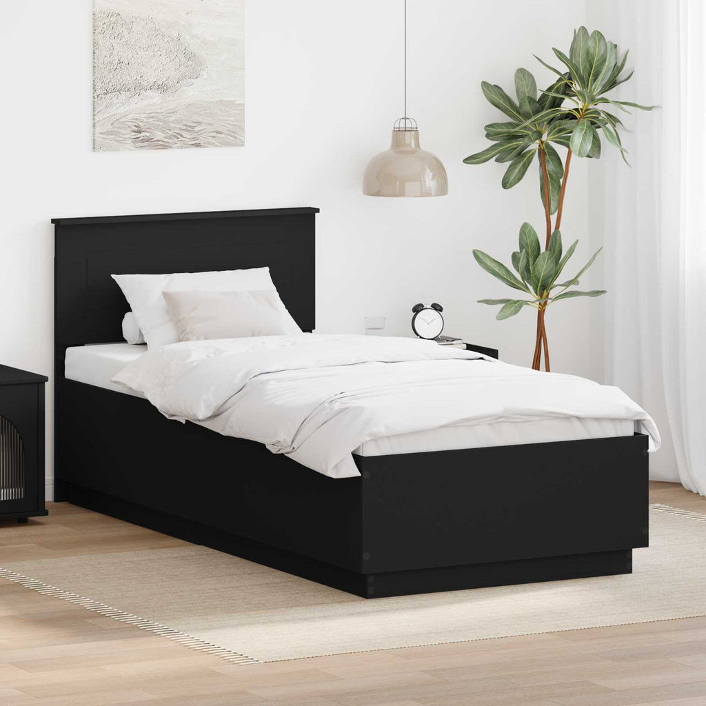 vidaXL Ramka łóżka Czarny 100 x 200 cm Drewno inżynieryjne