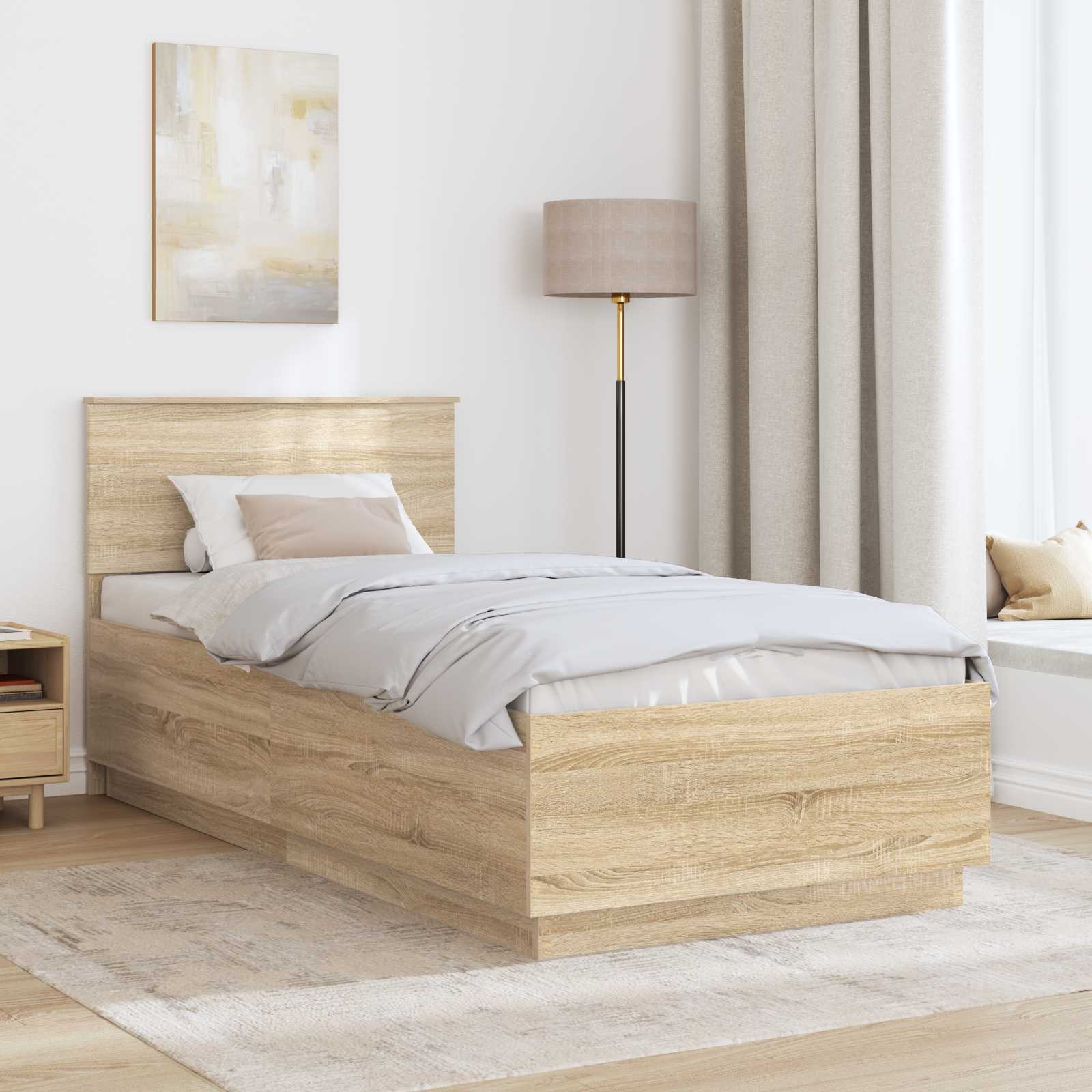vidaXL Ramka łóżka dąb Sonoma 100 x 200 cm Drewno inżynieryjne
