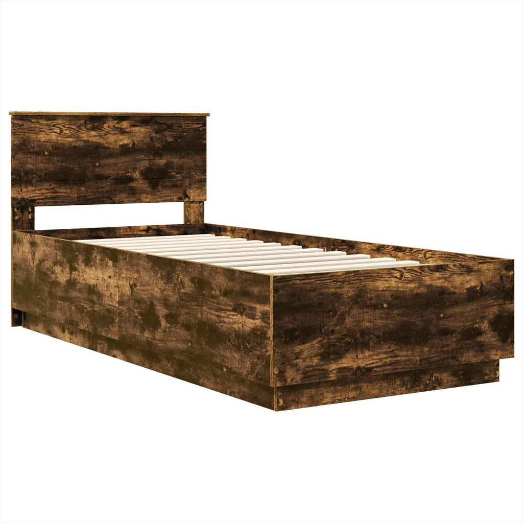vidaXL Ramka łóżka Dąb wędzony 100 x 200 cm Drewno inżynieryjne