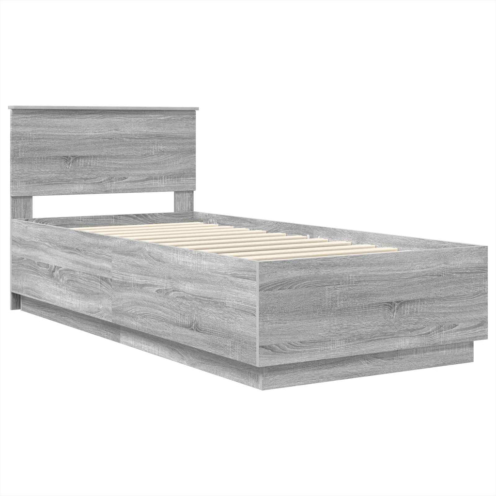 vidaXL Ramka łóżka Szary Sonoma 100 x 200 cm Drewno inżynieryjne