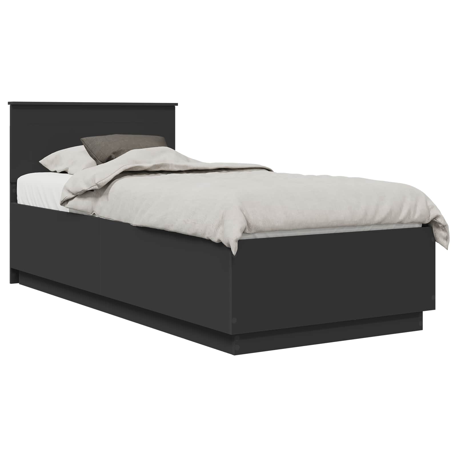 vidaXL Ramka łóżka Z zagłówkiem Czarny 90 x 190 cm Drewno inżynieryjne