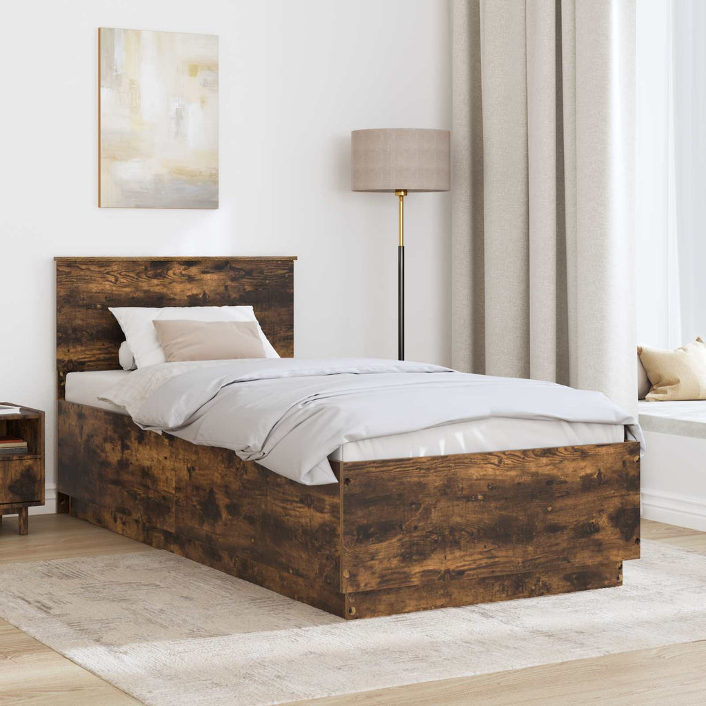 vidaXL Ramka łóżka Dąb wędzony 90 x 200 cm Drewno inżynieryjne