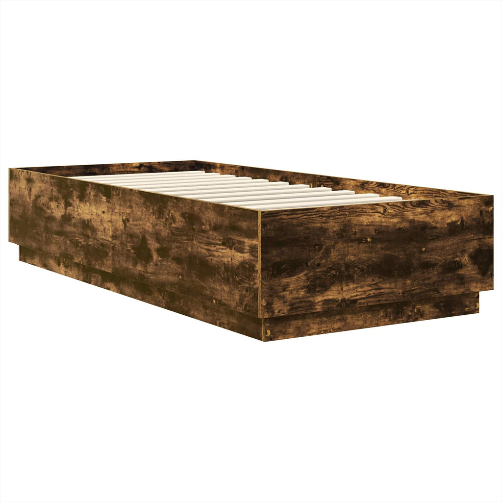 vidaXL Ramka łóżka Dąb wędzony 90 x 200 cm Drewno inżynieryjne