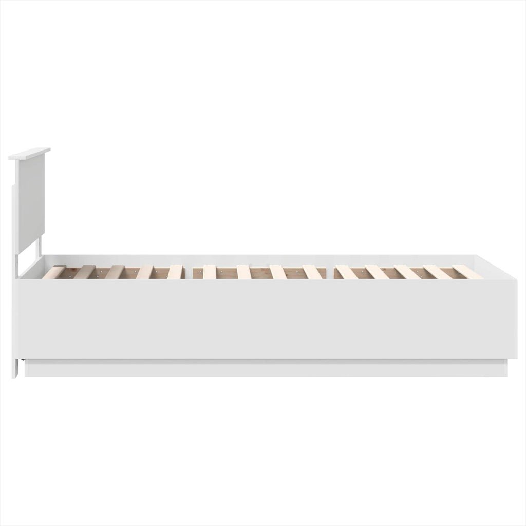 vidaXL Ramka łóżka Z zagłówkiem Biały 75 x 190 cm Drewno inżynieryjne