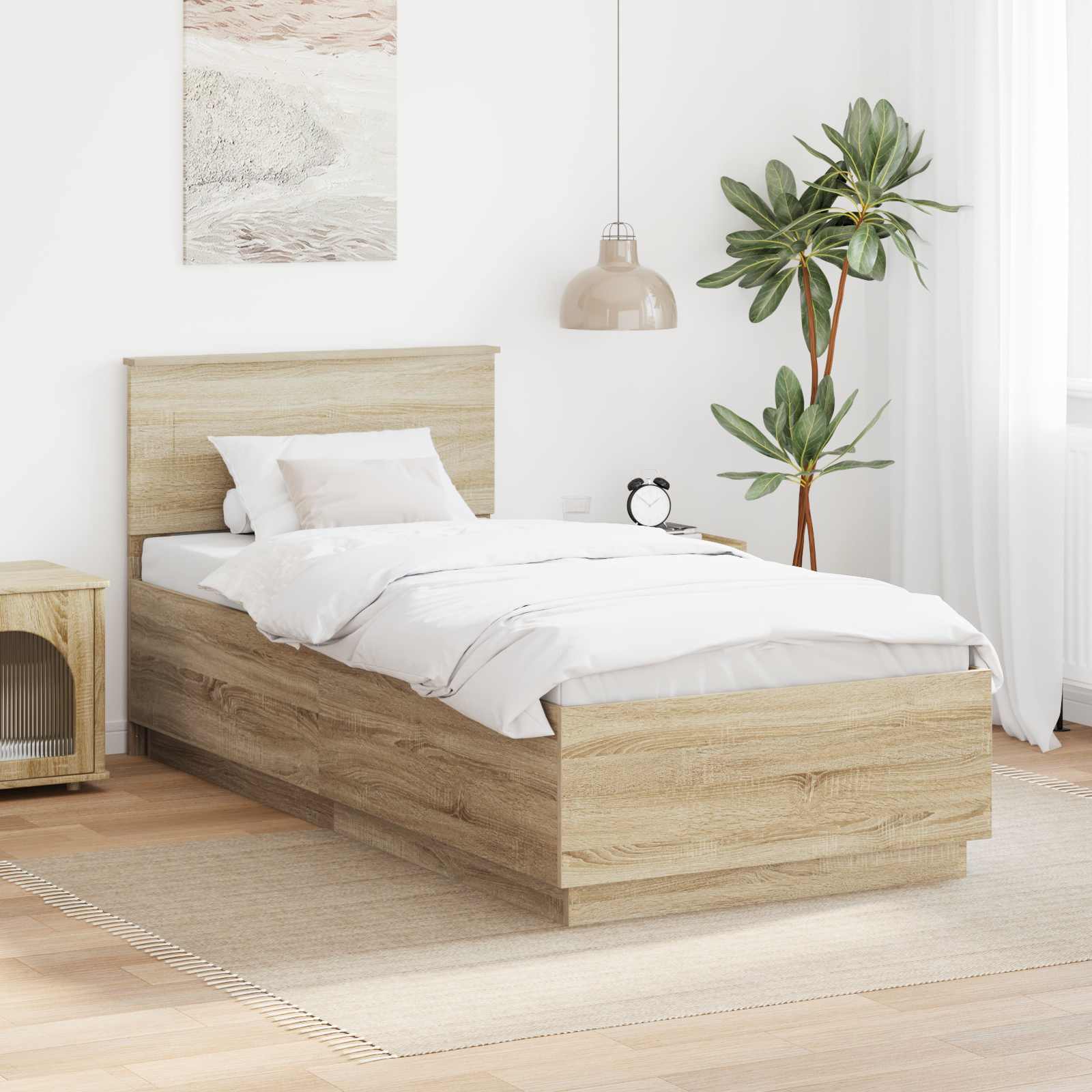 vidaXL Ramka łóżka dąb Sonoma 70 x 190 cm Drewno inżynieryjne