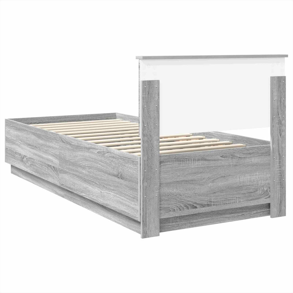 vidaXL Ramka łóżka Szary Sonoma 70 x 190 cm Drewno inżynieryjne
