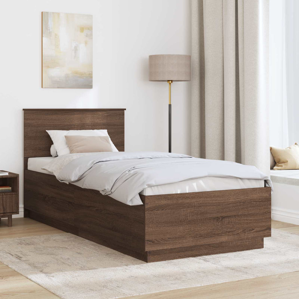 vidaXL Ramka łóżka Brązowy dąb 70 x 190 cm Drewno inżynieryjne