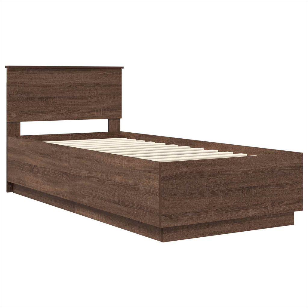 vidaXL Ramka łóżka Brązowy dąb 70 x 190 cm Drewno inżynieryjne
