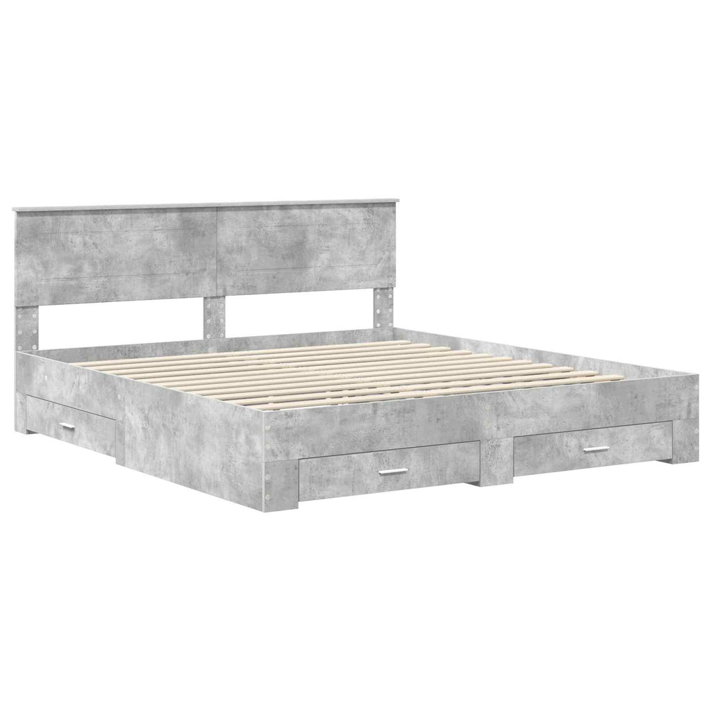 vidaXL Ramka łóżka Betonowy szary 200 x 200 cm Materiał drewnopochodny