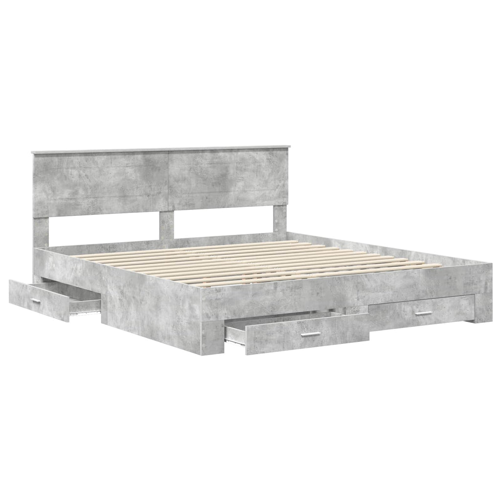 vidaXL Ramka łóżka Betonowy szary 200 x 200 cm Materiał drewnopochodny