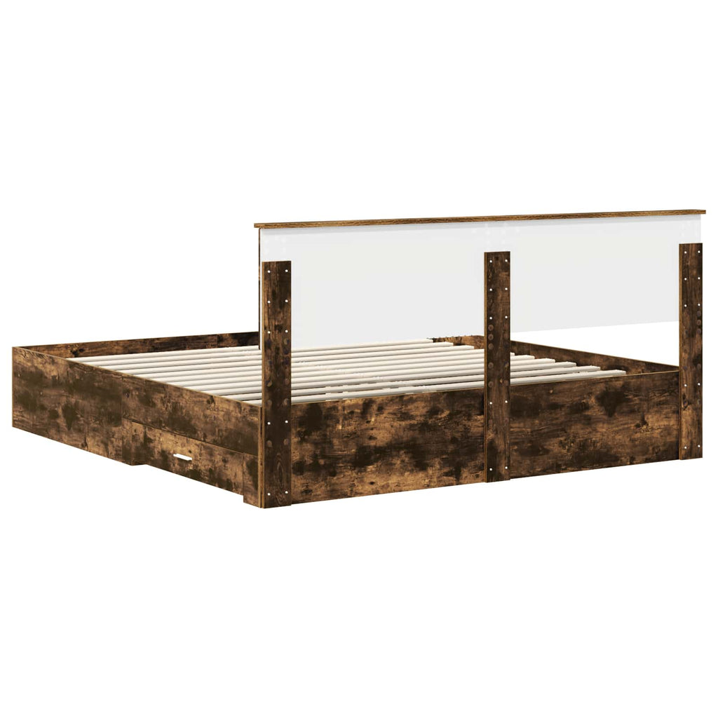 vidaXL Ramka łóżka Dąb wędzony 200 x 200 cm Materiał drewnopochodny
