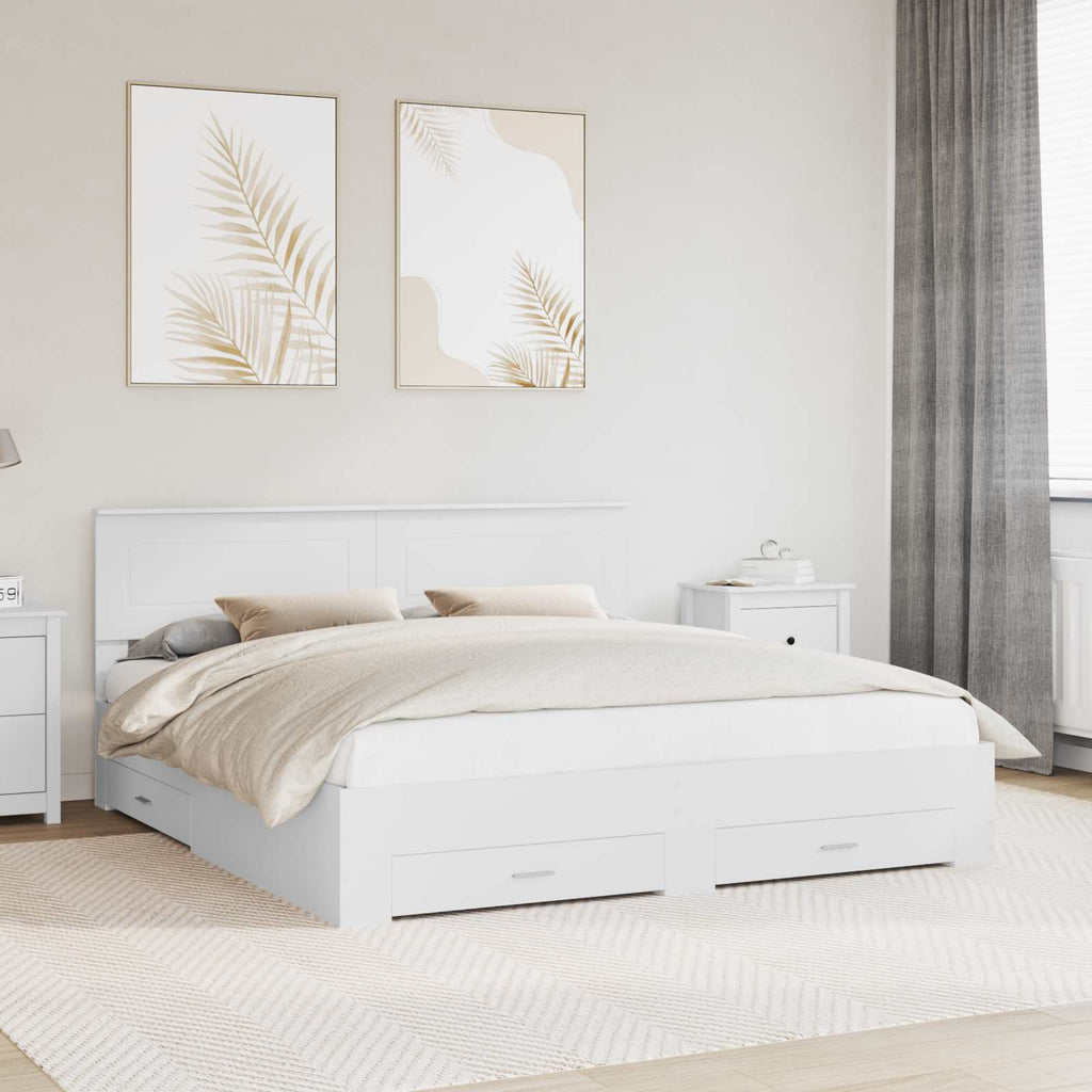 vidaXL Ramka łóżka Biały 180 x 200 cm Materiał drewnopochodny