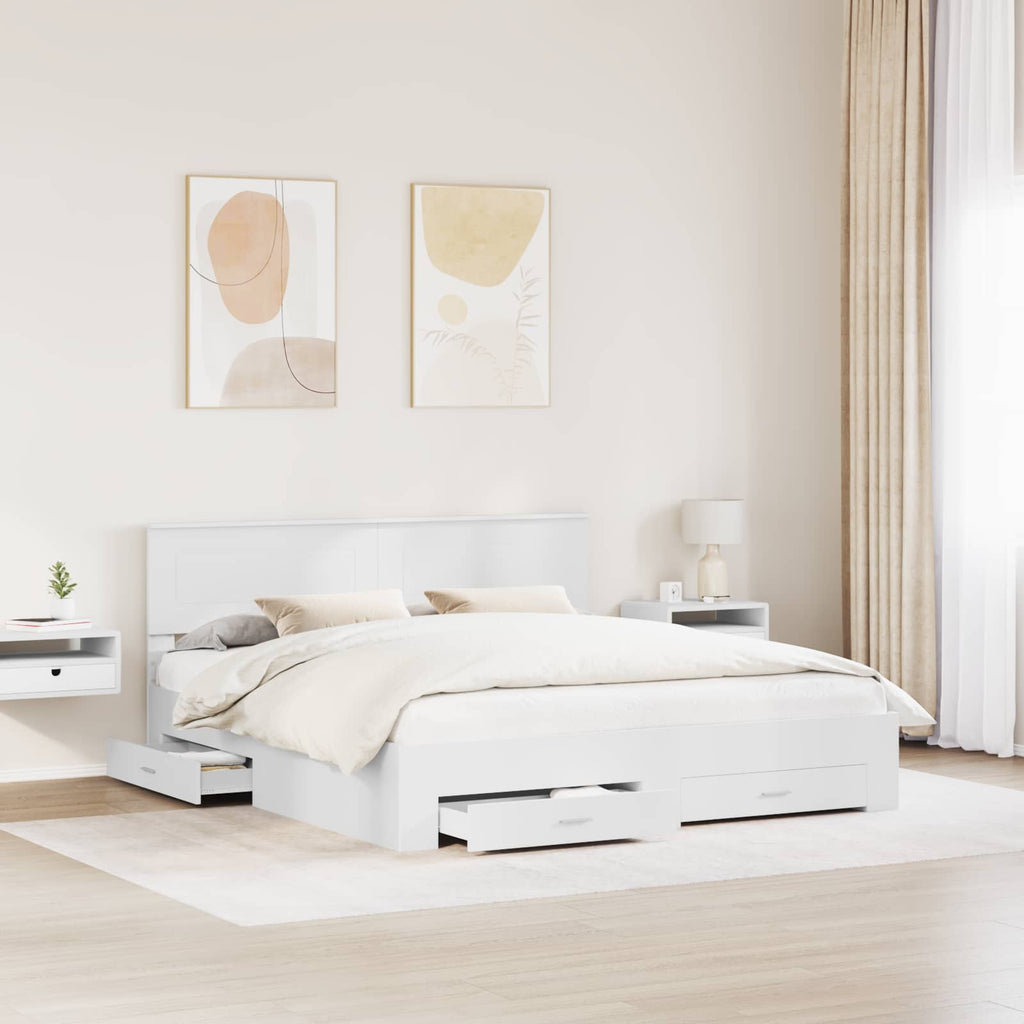 vidaXL Ramka łóżka Biały 180 x 200 cm Materiał drewnopochodny