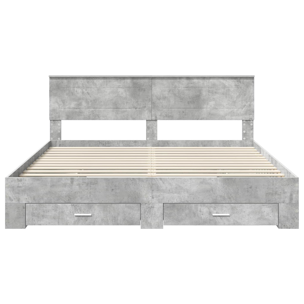 vidaXL Ramka łóżka Betonowy szary 180 x 200 cm Materiał drewnopochodny