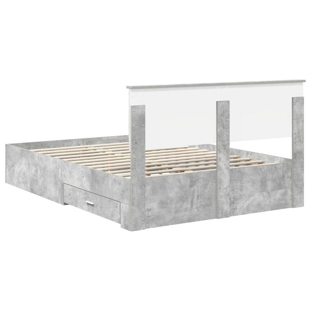 vidaXL Ramka łóżka Betonowy szary 160 x 200 cm Materiał drewnopochodny